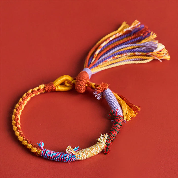 Buddha Stones Cotton Rope Retro Boho Adjustable Tassel Bracelet - image 4