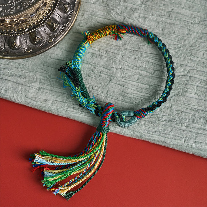 Buddha Stones Cotton Rope Retro Boho Adjustable Tassel Bracelet - image 11
