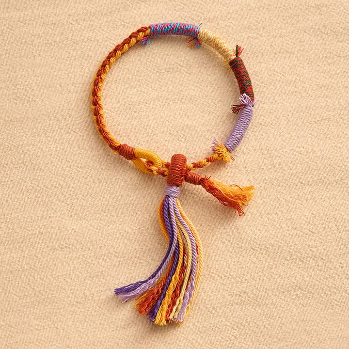 Buddha Stones Cotton Rope Retro Boho Adjustable Tassel Bracelet - image 2