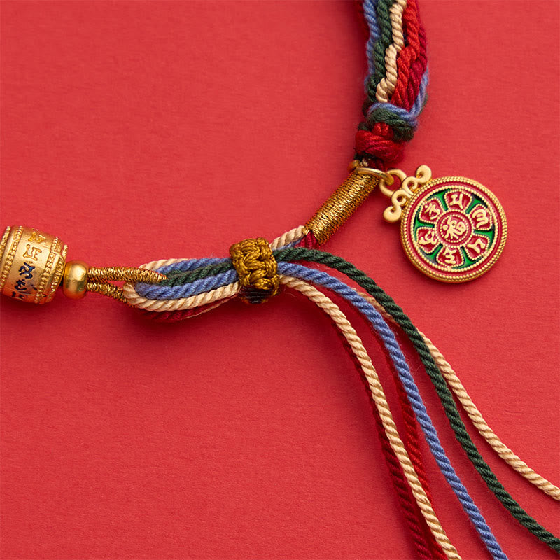 Buddha Stones Multicolor Rope Energy Enamel Om Mani Padme Hum Charm Bracelet - image 4
