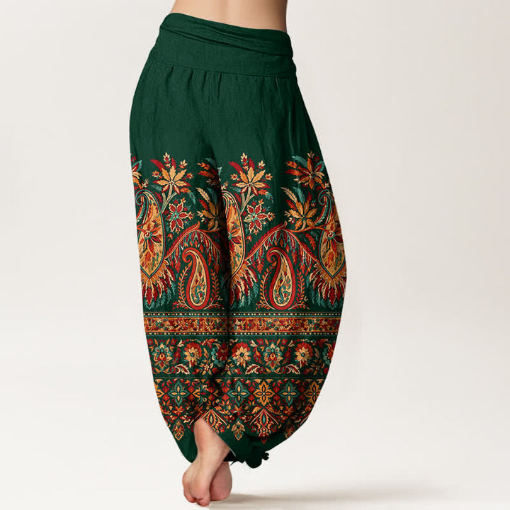 Buddha Stones Cotton Ethnic Paisley Bloom Pattern Women's Elastic Waist Harem Pants - image 7