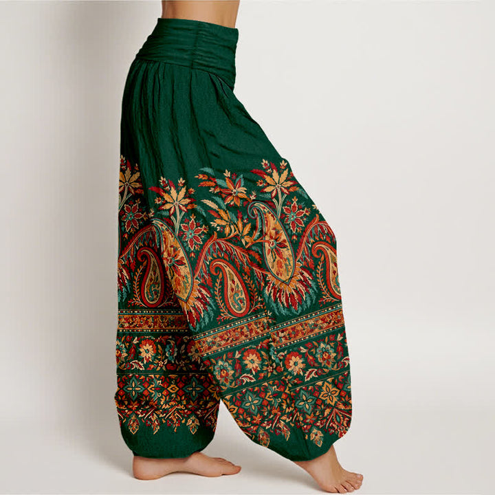 Buddha Stones Cotton Ethnic Paisley Bloom Pattern Women's Elastic Waist Harem Pants - image 6
