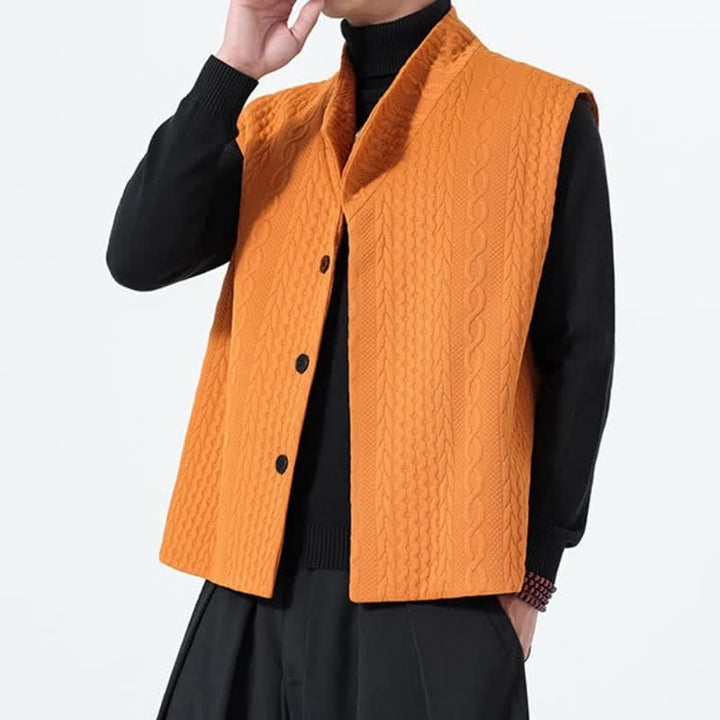 Buddha Stones Fall Winter Casual Minimalist Solid Knit Tank Top Men's Vests - image 15