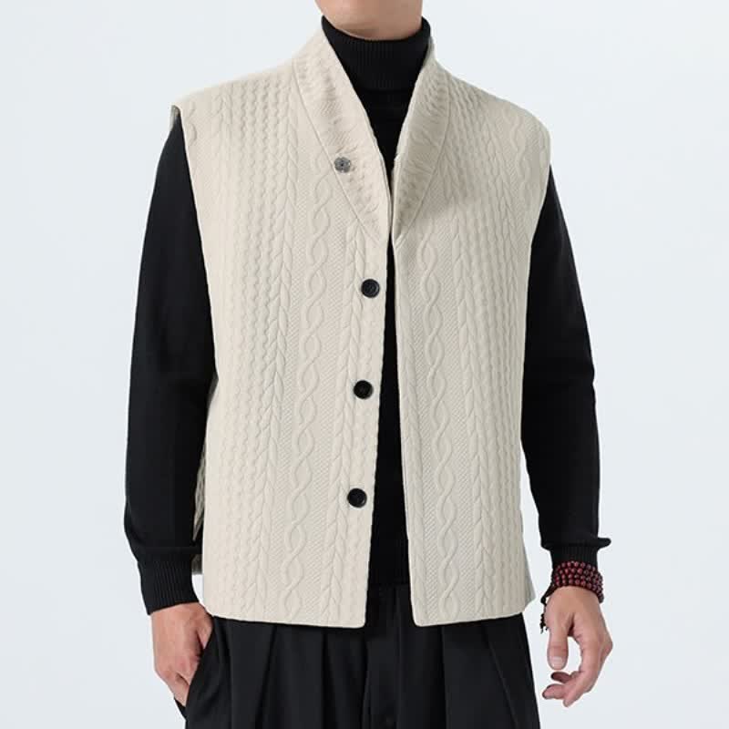 Buddha Stones Fall Winter Casual Minimalist Solid Knit Tank Top Men's Vests - image 9