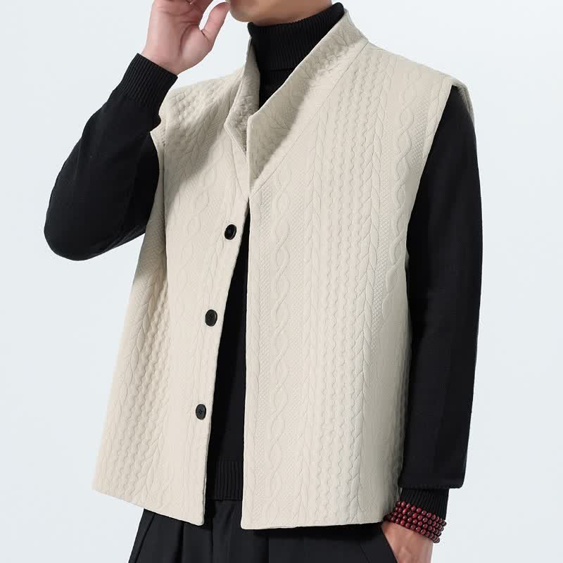 Buddha Stones Fall Winter Casual Minimalist Solid Knit Tank Top Men's Vests - image 10