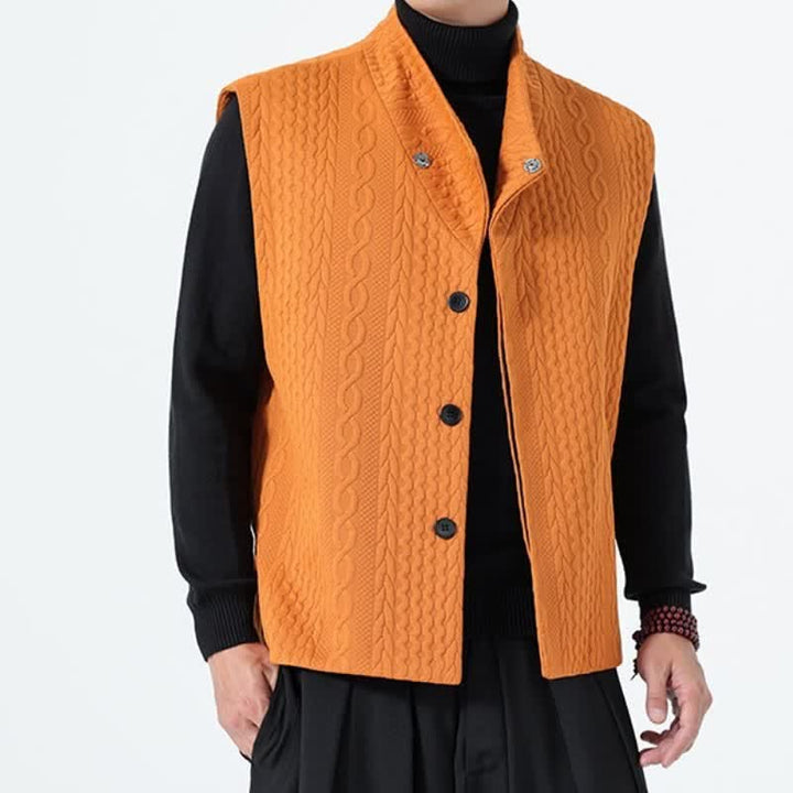 Buddha Stones Fall Winter Casual Minimalist Solid Knit Tank Top Men's Vests - image 16