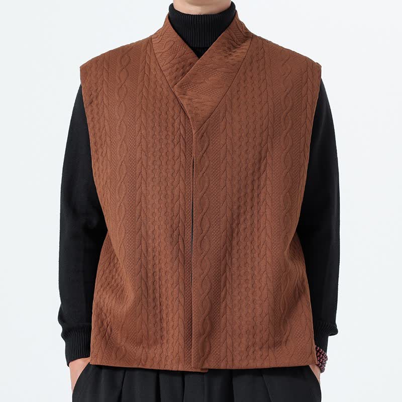 Buddha Stones Fall Winter Casual Minimalist Solid Knit Tank Top Men's Vests - Sienna - US/UK/AU46，EU56 (5XL) - image 0