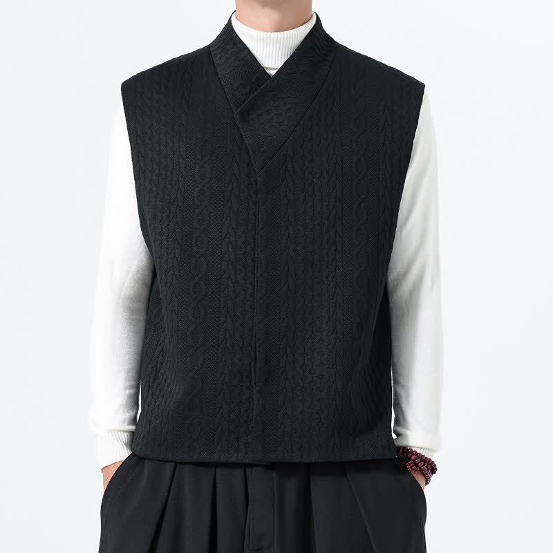 Buddha Stones Fall Winter Casual Minimalist Solid Knit Tank Top Men's Vests - Black - US/UK/AU46，EU56 (5XL) - image 17