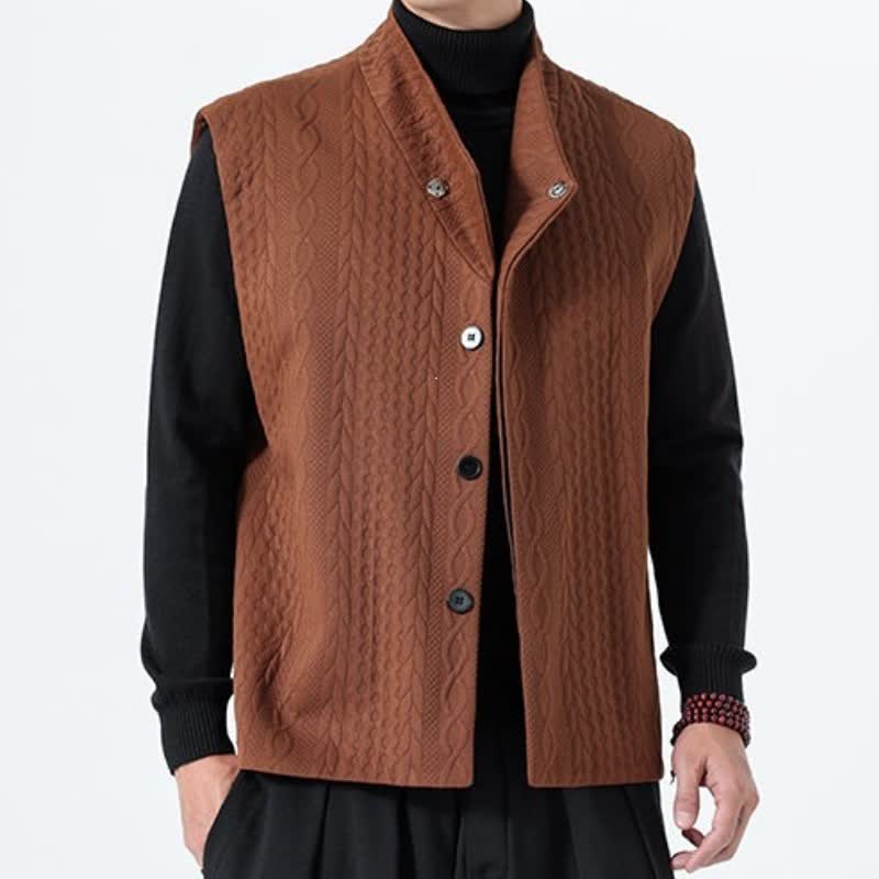 Buddha Stones Fall Winter Casual Minimalist Solid Knit Tank Top Men's Vests - image 4