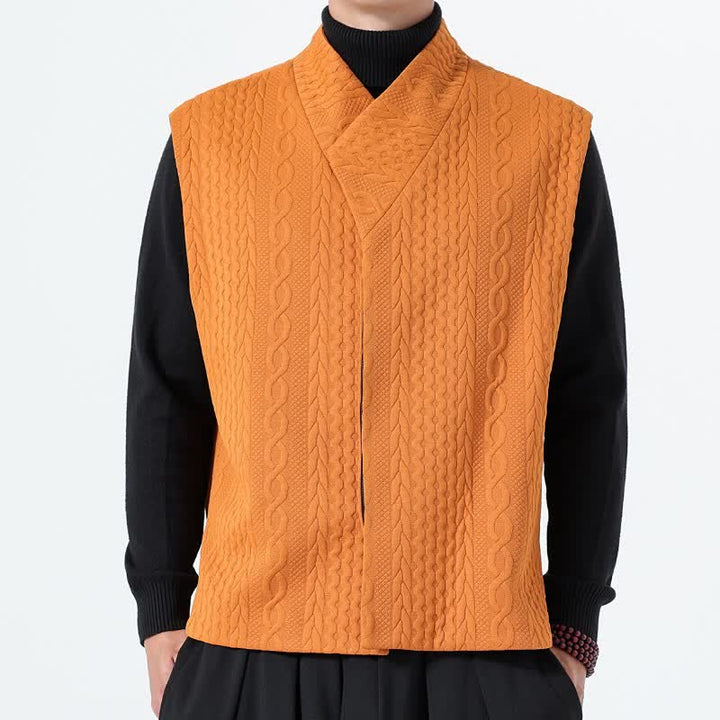 Buddha Stones Fall Winter Casual Minimalist Solid Knit Tank Top Men's Vests - Orange - US/UK/AU46，EU56 (5XL) - image 11