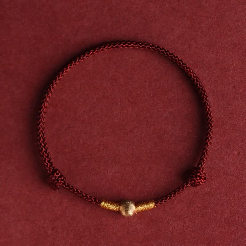 Buddha Stones Red String Hand-Woven Protection Bracelet Anklet - Dark Red - Anklet(Circumference19–24 cm) - image 1