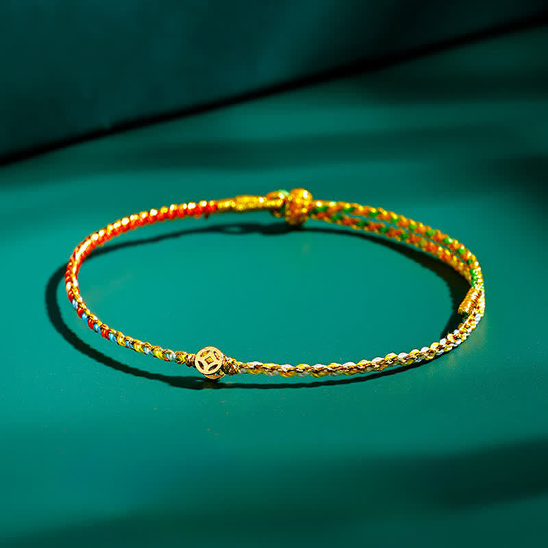 Buddha Stones Hand-Woven Thin Colorful String Protection Bracelet - image 1