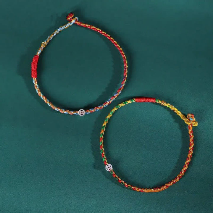 Buddha Stones 925 Sterling Silver Colorful Braided Fortune Bracelet - image 8