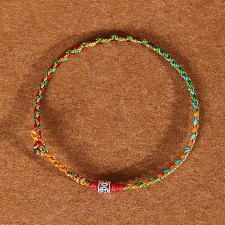 Buddha Stones 925 Sterling Silver Hand-Woven Multicolor Red String Faith Bracelet - image 1