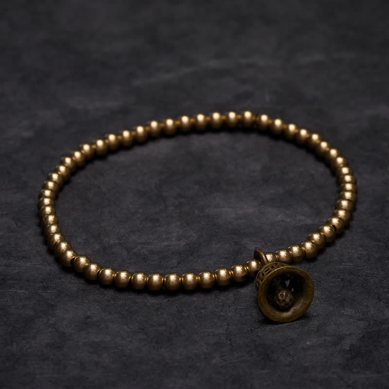 Buddha Stones Copper Beads Chinese Copper Coins Bell Wealth Bracelet - 7.1–7.5 in (18–19 cm) - image 0
