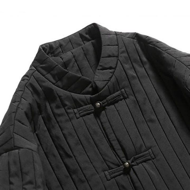 Buddha Stones Fall Winter Casual Tang Style Frog Button Solid Men's Jackets With Pocket - image 12