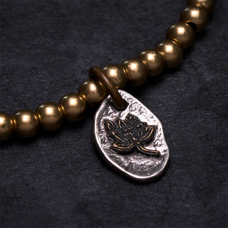 Buddha Stones Copper Beads Lotus Charm Healing Bracelet - image 4