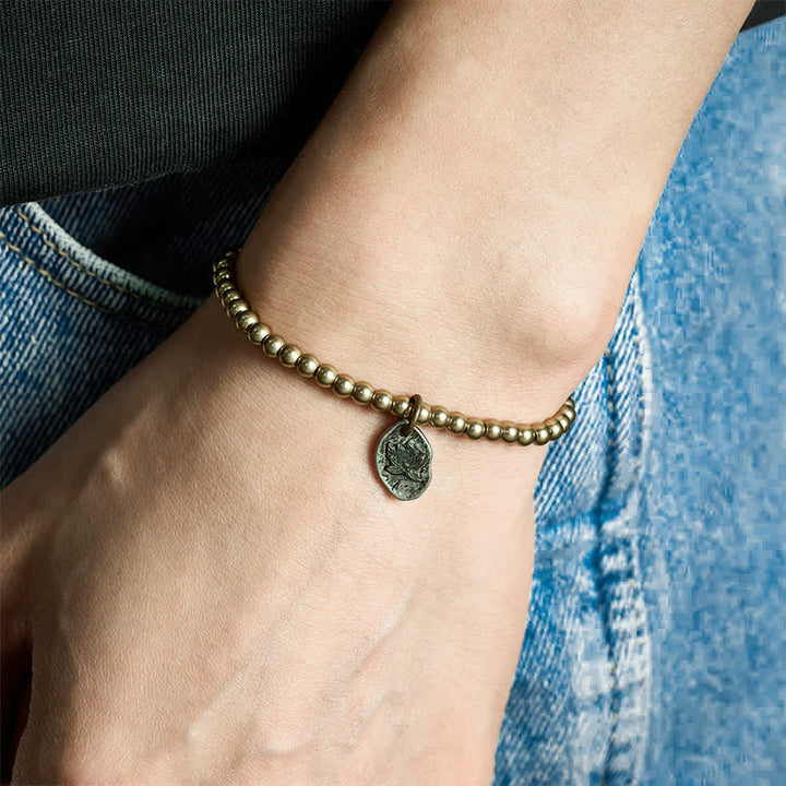 Buddha Stones Copper Beads Lotus Charm Healing Bracelet - image 3