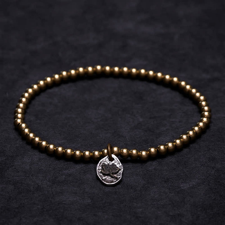Buddha Stones Copper Beads Lotus Charm Healing Bracelet - image 1