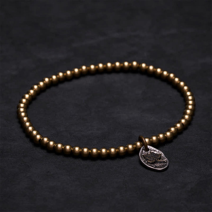 Buddha Stones Copper Beads Lotus Charm Healing Bracelet - 7.1–7.5 in (18–19 cm) - image 0