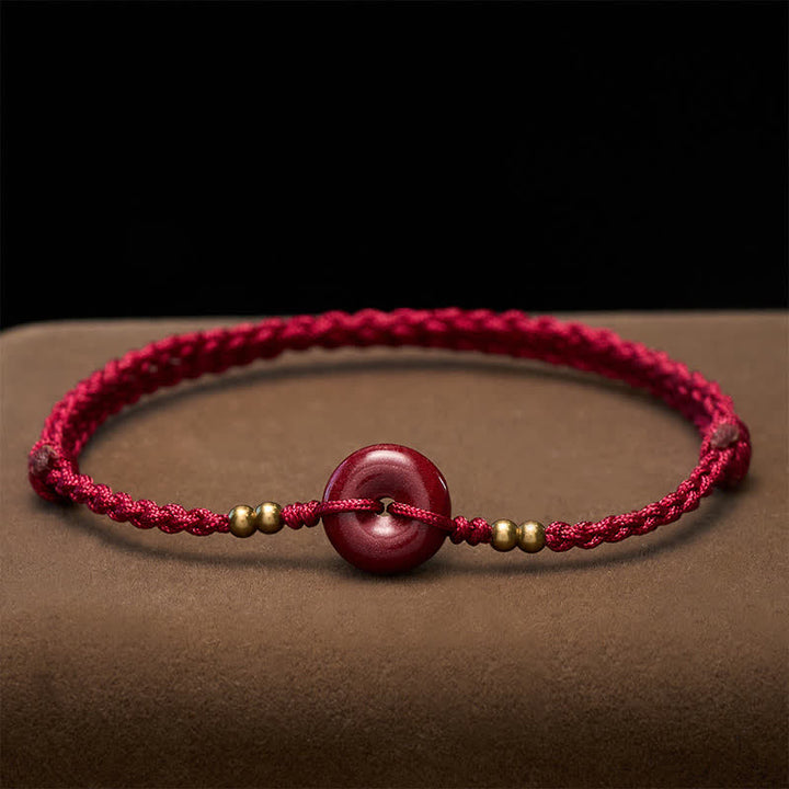 Buddha Stones Red String Peace Buckle Copper Protection Bracelet - image 1