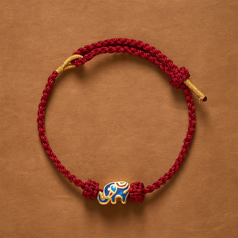 Buddha Stones Elephant Red String Woven Wisdom Bracelet - Red String(Protection ♥ Luck) - image 0