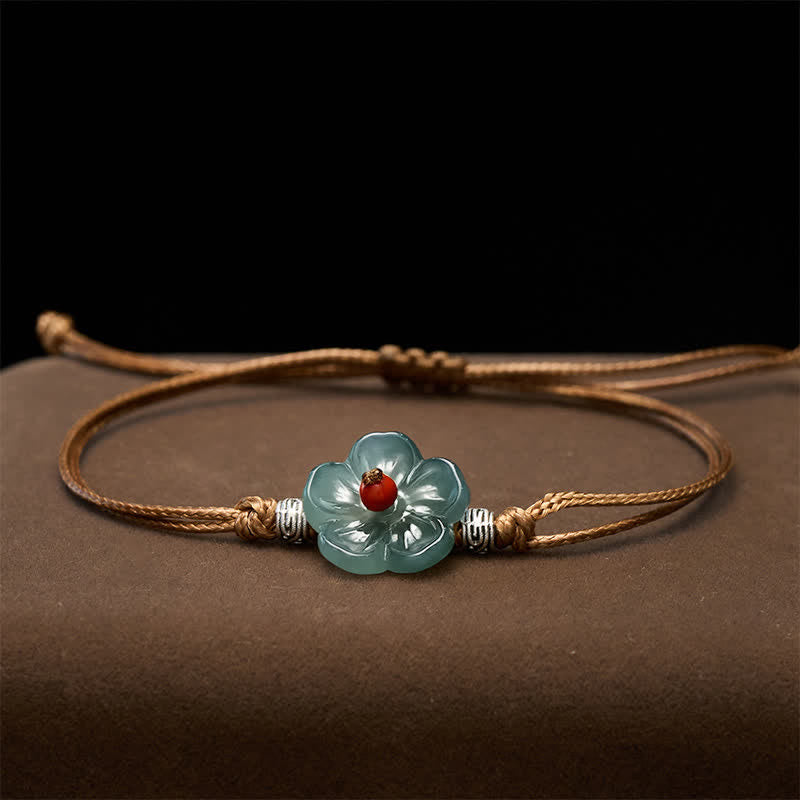 Buddha Stones Natural Jade Hand-Woven Floral Harmony Bracelet - image 2