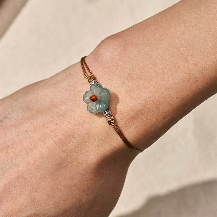 Buddha Stones Natural Jade Hand-Woven Floral Harmony Bracelet - image 4