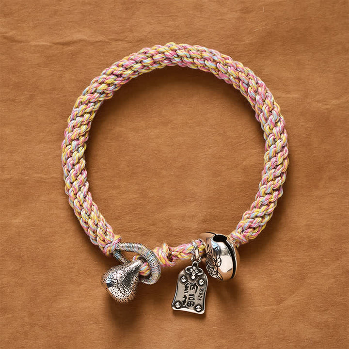 Buddha Stones Tibetan Copper Lotus Bell Hand-Woven Bracelet - image 1