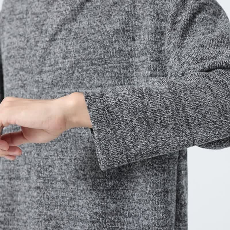 Buddha Stones Fall Winter Minimalist Casual Solid V-Neck Men's Long Sleeve T-Shirts - image 13
