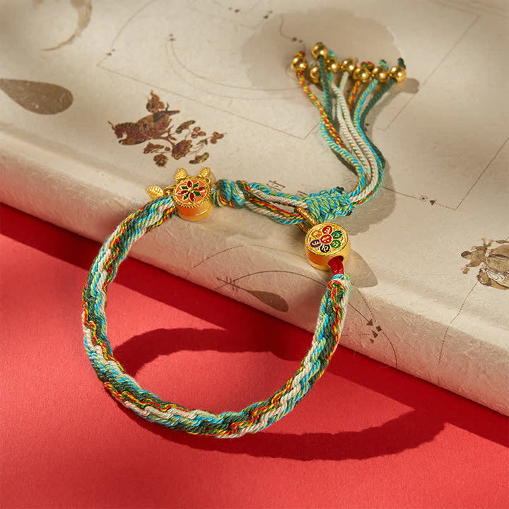 Buddha Stones Ethnic-style Five-Color Red String Protection Bracelet - Green Bracelet (Wrist Circumference: 6.3–7.9 in/16–20 cm) - image 0