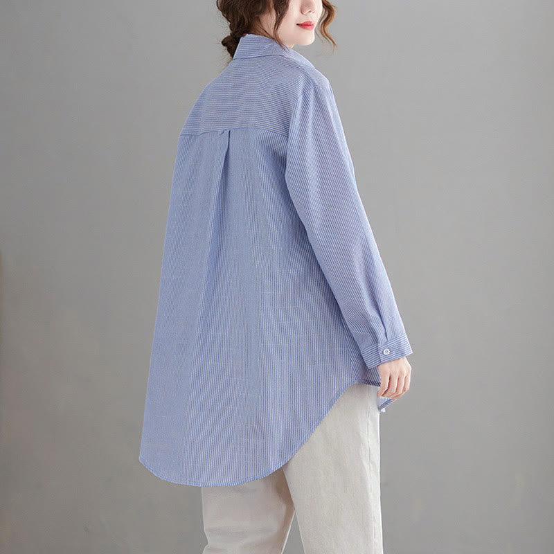 Buddha Stones Spring Fall Casual Vintage Button-Up Abstract Clouds Women's Long Sleeve Shirts - image 4