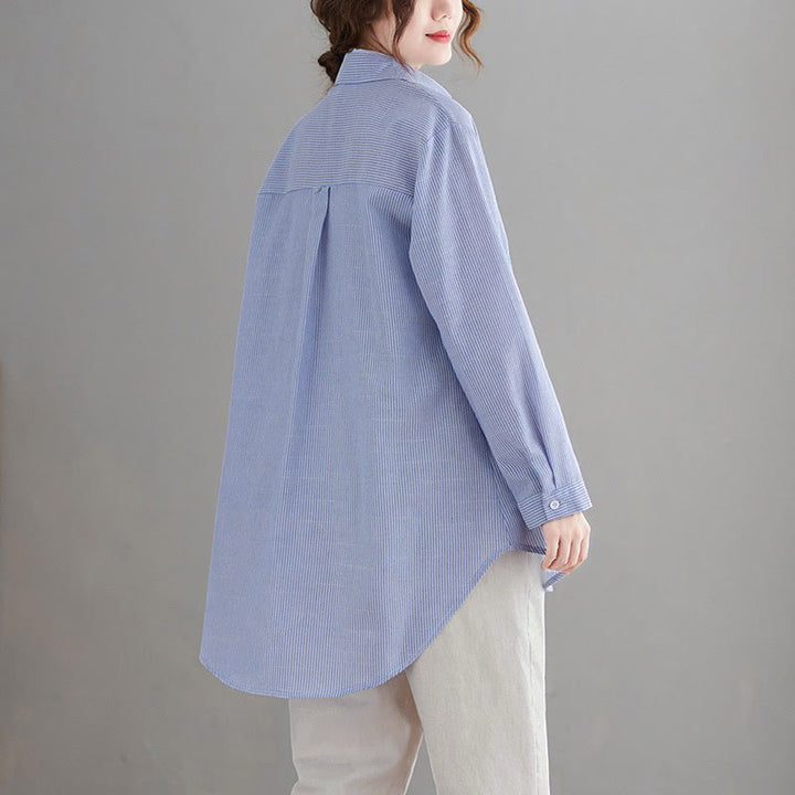 Buddha Stones Spring Fall Casual Vintage Button-Up Abstract Clouds Women's Long Sleeve Shirts - image 4