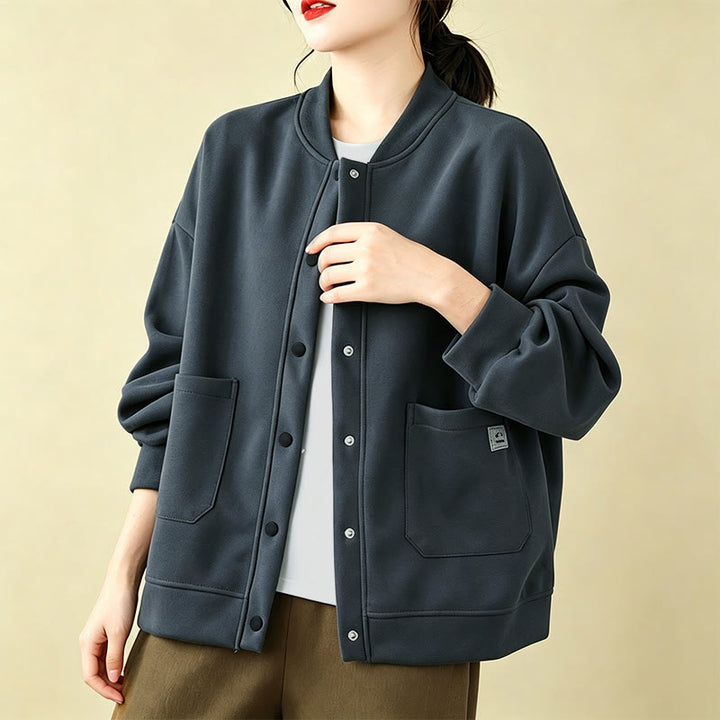 Buddha Stones Fall Casual Minimalist Button-Up Solid Women's Jacket With Pockets - image 15
