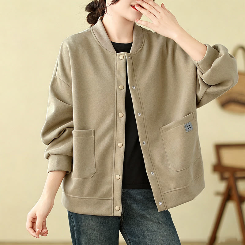 Buddha Stones Fall Casual Minimalist Button-Up Solid Women's Jacket With Pockets - Wheat - US12, UK/AU16, EU44 (XL) - image 4