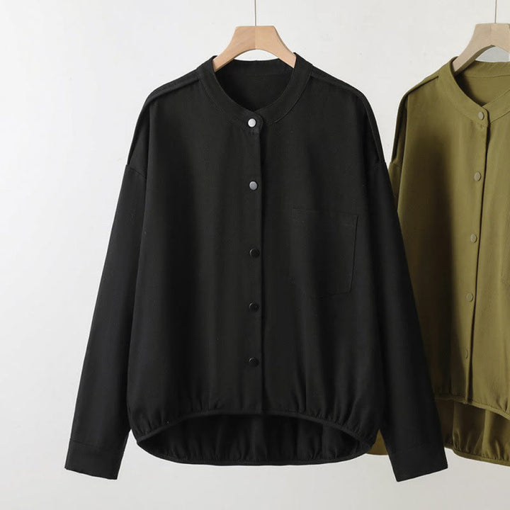 Buddha Stones Fall Casual Tang Style Mandarin Collar Solid Women's Jacket With Patch Pocket - Black - US8-10, UK/AU12-14, EU40-42 (2XL) - image 19