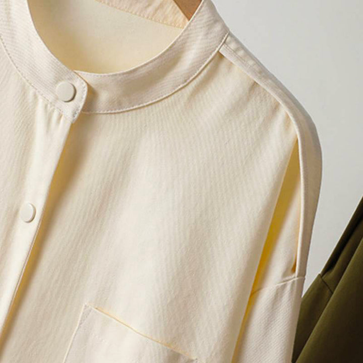 Buddha Stones Fall Casual Tang Style Mandarin Collar Solid Women's Jacket With Patch Pocket - image 17