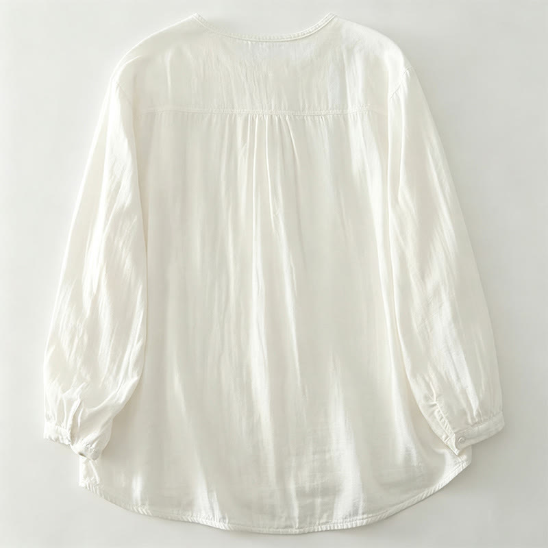 Buddha Stones Spring Fall Casual Vintage Button-Up Solid Women's Long Sleeve Shirts - image 14