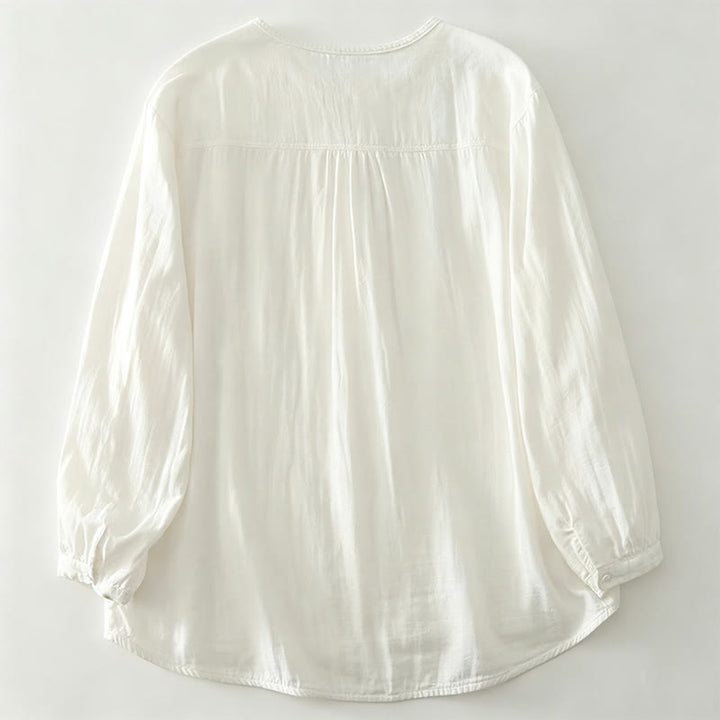 Buddha Stones Spring Fall Casual Vintage Button-Up Solid Women's Long Sleeve Shirts - image 14
