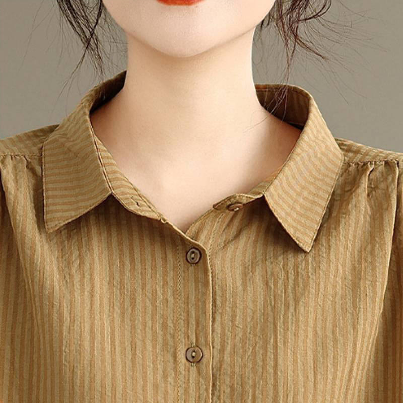 Buddha Stones Spring Fall Classic Simple Button-Up Solid Women's Long Sleeve Shirts - image 4