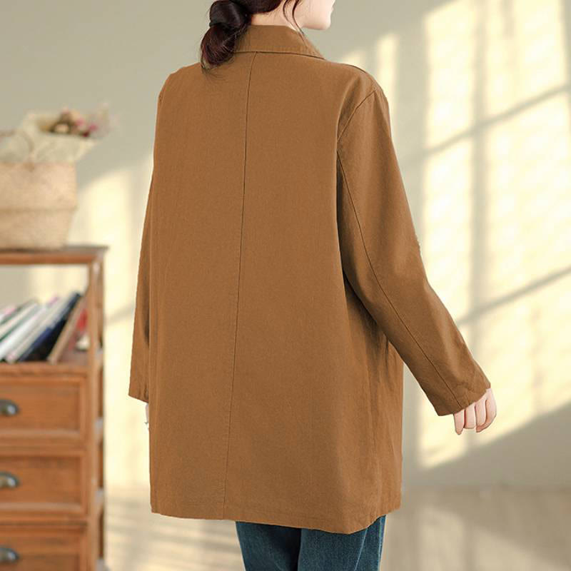 Buddha Stones Fall Simple Vintage Plaid Women's Jacket With Pockets - image 22