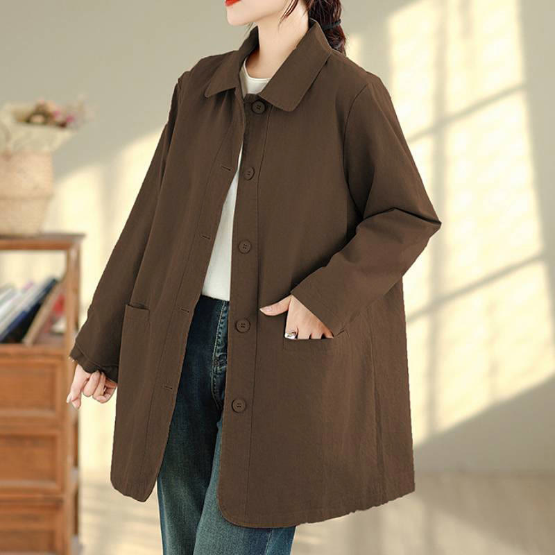 Buddha Stones Fall Simple Vintage Plaid Women's Jacket With Pockets - image 16