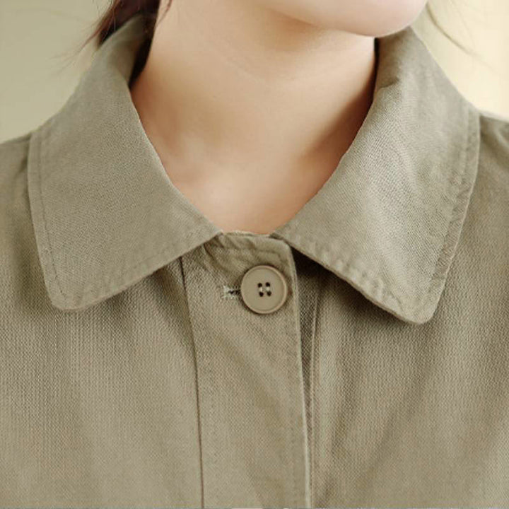 Buddha Stones Fall Simple Vintage Plaid Women's Jacket With Pockets - image 6