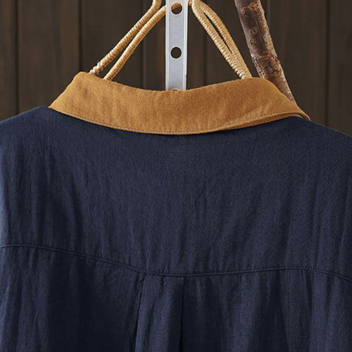 Buddha Stones Spring Casual Vintage Button-Up Contrast Collar Women's Long Sleeve Shirts - image 6