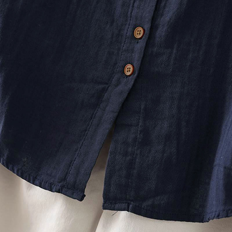 Buddha Stones Spring Casual Vintage Button-Up Contrast Collar Women's Long Sleeve Shirts - image 3