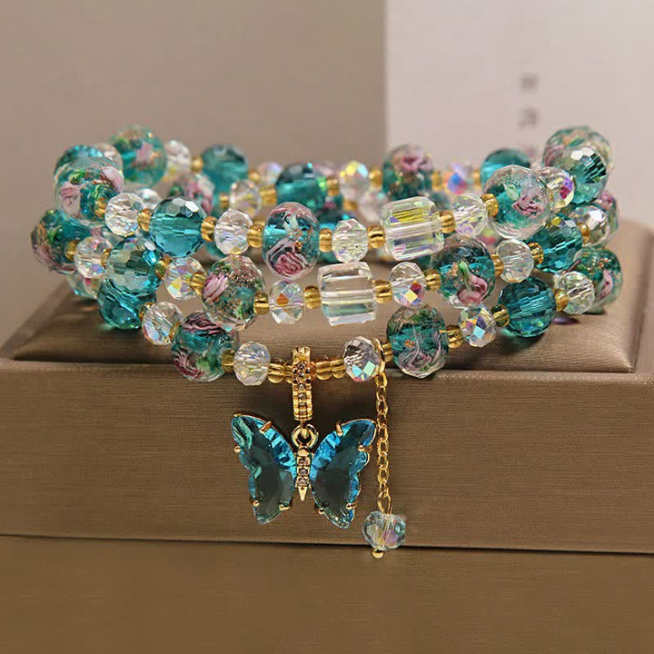 Buddha Stones Liuli Glass Bead Butterfly Transformation Triple Wrap Bracelet - image 8
