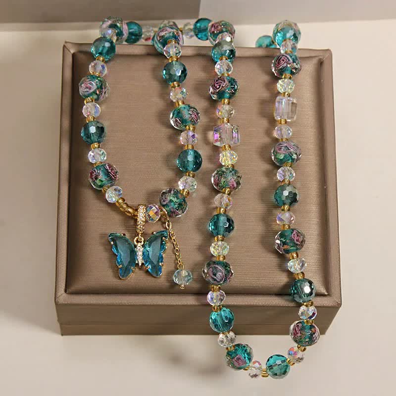 Buddha Stones Liuli Glass Bead Butterfly Transformation Triple Wrap Bracelet - image 4