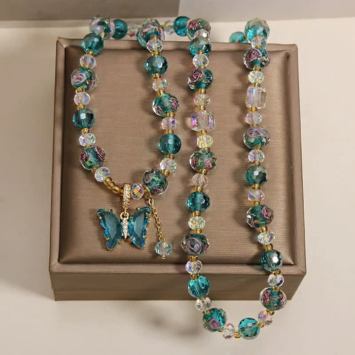 Buddha Stones Liuli Glass Bead Butterfly Transformation Triple Wrap Bracelet - image 4