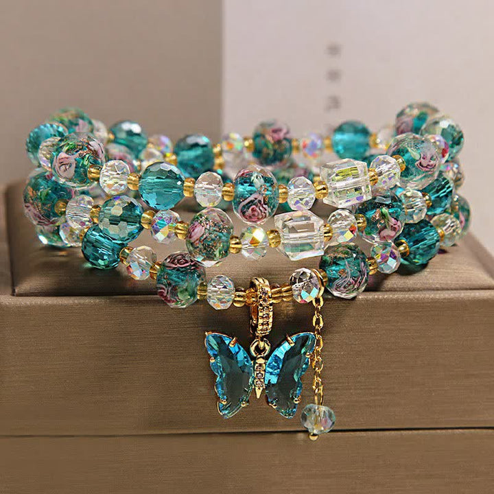Buddha Stones Liuli Glass Bead Butterfly Transformation Triple Wrap Bracelet - image 7