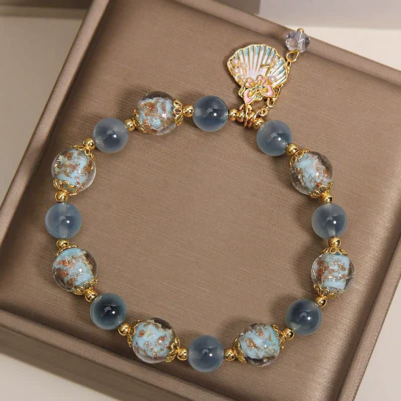 Buddha Stones Candy Agate Liuli Glass Bead Love Shell Butterfly Charm Bracelet - image 4
